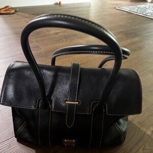 Dooney & Bourke Black Leather Satchel with Structured Design